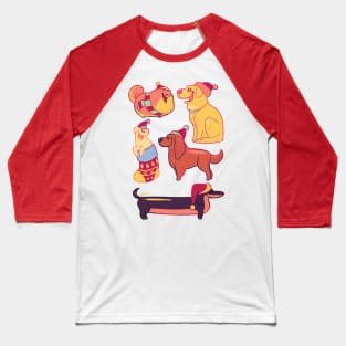 Santa Dogs Baseball T-Shirt